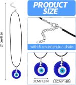 Yaomiao 6 Pieces Evil Eye Pendant Necklace Turkish Blue Eye Necklace Glass Eye Leather Rope Chain Necklace for Women Men - Image 2
